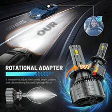 HYNBYZJ 2 piezas Faro LED de coche H4 H7 Canbus 220W 100000LM H1 H9 H11 9005 HB3 9006 HB4 Lámpara LED de auto de alta potencia Luz antiniebla 6000K 12V - Blanco - Ver 5