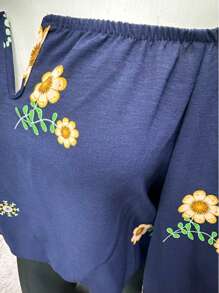 Blusa Plus Size Manga Longa Estampada