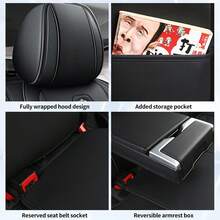 5seats Autositzbezüge mit Kopfstütze und Kissen Vollständiger Satz Autositzschutz PU Leder Atmungsaktive Vorder- und Rückseite Rücksitzkissen Universal Fit Für MPV SUV LKW Automotive Die meisten Auto MH140