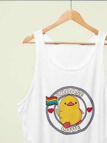 Tank Top Para Dama Diseño Pato Choose Love Orgullo Pride LGBT Disponible en color Blanco y Negro - Blanco - Ver 3