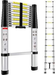 Escalera Telescópica de 2.9 Metros, Escalera de Telescópica de Aluminio Soporta 150 kg, Plegable De retracción Multiusos Extensible Compacta y Portátil De Escalón - 2,9 millones - Ver 5
