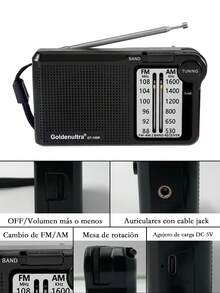 Radio a Pilas Portátil Am Fm Con Bocina Altavoz, Gran Recepción, Conector Para Auriculares, Radio Portátil de Transistores Para Caminar y Acampar - Negro - Ver 9