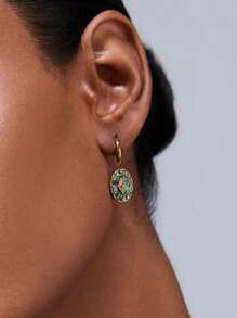 LOS PENDIENTES ANTAARA Pendientes de acero de titanio con piedra natural de pino, que no se desvanecen, de moda exclusiva, con un alto sentido de lujo ligero