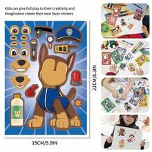 Paw Patrol 8 hojas de pegatinas de rompecabezas de , Kit para hacer caras divertidas con pegatinas de dibujos animados, Juego de rompecabezas para niños, Diversión para niños y niñas - Multicolor - Ver 2