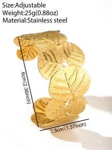 1pc Minimalist Stainless Steel Leaf Bracelet, Suitable For Women To Wear Daily, Party, Gathering