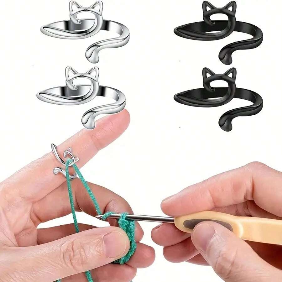 2 chiếc vòng móc điều chỉnh được, dụng cụ dẫn sợi, bảo vệ ngón tay, giữ mũi móc, dụng cụ may vá - Dụng cụ may vá - Xem 1
