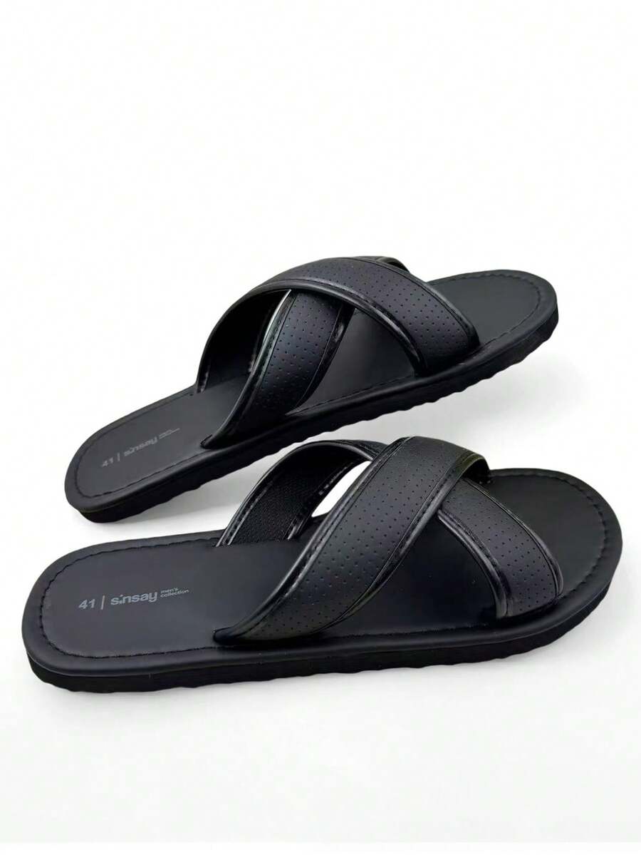 男士轻便凉鞋，时尚交叉沙滩鞋，户外休闲露趾拖鞋，舒适