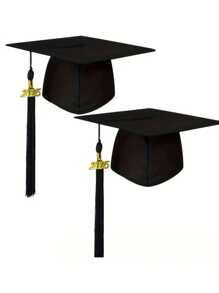 2pcs/1pc Graduation Cap With 2025 Tassel, Black Graduation Cap, Tassel For Graduation Cap 2025, Graduation Cap Topper For Bachelor Master Unisex Matte Adult Grad Cap Graduation Cap Decorations