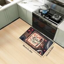Kitchen Rug And Mat Set With My Kitchen Phrase Pattern, Non-Slip Washable, Kitchen Cushion, Smooth Soft Comfortable Easy To Clean Material, Suitable For Bedroom, Living Room, Dining Room, Kitchen, Bathroom, Entryway