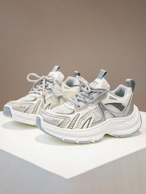 Multi-Color Mesh Sports Running Shoes For Kids, Fashion Outdoor Casual Sneakers For Big Children