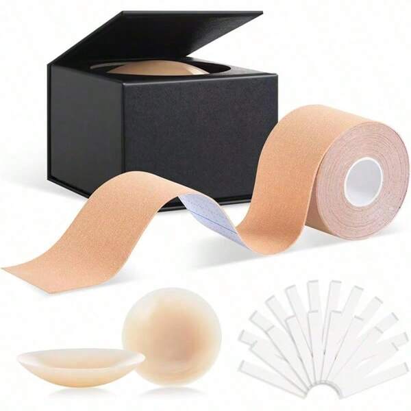Breast Lift Tape- Instant Boob Tape For Fashion With 20 Strips Double Sided Tape For Clothes & Reusable Nipple Cover