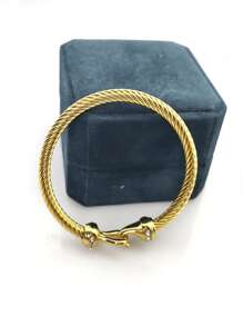1 pulseira elegante com cabo de diamante, pulseira de corda torcida de aço inoxidável com fecho, joias femininas
