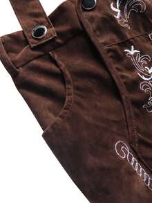 Deutsche Oktoberfest Latzhose Herren, Münchner Bierfest Bayrische Lederhosen Shorts - Schokoladenbraun - Übersicht 6