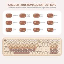 Quiet Wireless Keyboard And Mouse, Retro Typewriter-Style Full-Size Colorful Keyboard And Mouse Combo, Slim Design, Low-Noise Typing For Windows PC Laptop - Cà phê nâu - Xem 4