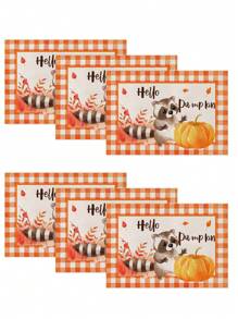 1 buc/4 buc/6 buc/60 buc covorașe izolate cu veveriță, dovleac, frunze de arțar, covorașe din in Hello Autumn, covorașe ușor de curățat, potrivite pentru casă, restaurant, decor pentru masă, rechizite pentru casă