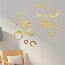 24 piezas de pegatinas de espejo de pared redondo autoadhesivas de acrílico para decoración del hogar, baño, dormitorio, sala de estar, oficina, arte moderno DIY, calcomanías decorativas redondas removibles, resistentes al agua y al aceite, adecuadas para decoración de sala de estar, dormitorio (rojo/negro/azul/plateado/dorado). Decoración de pared Espejo de pared Espejo para decoración de habitación, baño, sala de estar