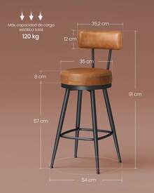 VASAGLE Barstools - Brown - View 9