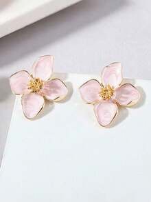 1 件复古法式夸张花卉耳环，奢华耳夹耳环，适合女孩 - D - 查看 2