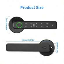 5-In-1 Smart Door Handle Lock With Fingerprint Access, Wireless App Control, Keyboard, 2 IC Cards And Keys - Aluminum Alloy, Battery Powered Smart Home Security, Home Door Lock