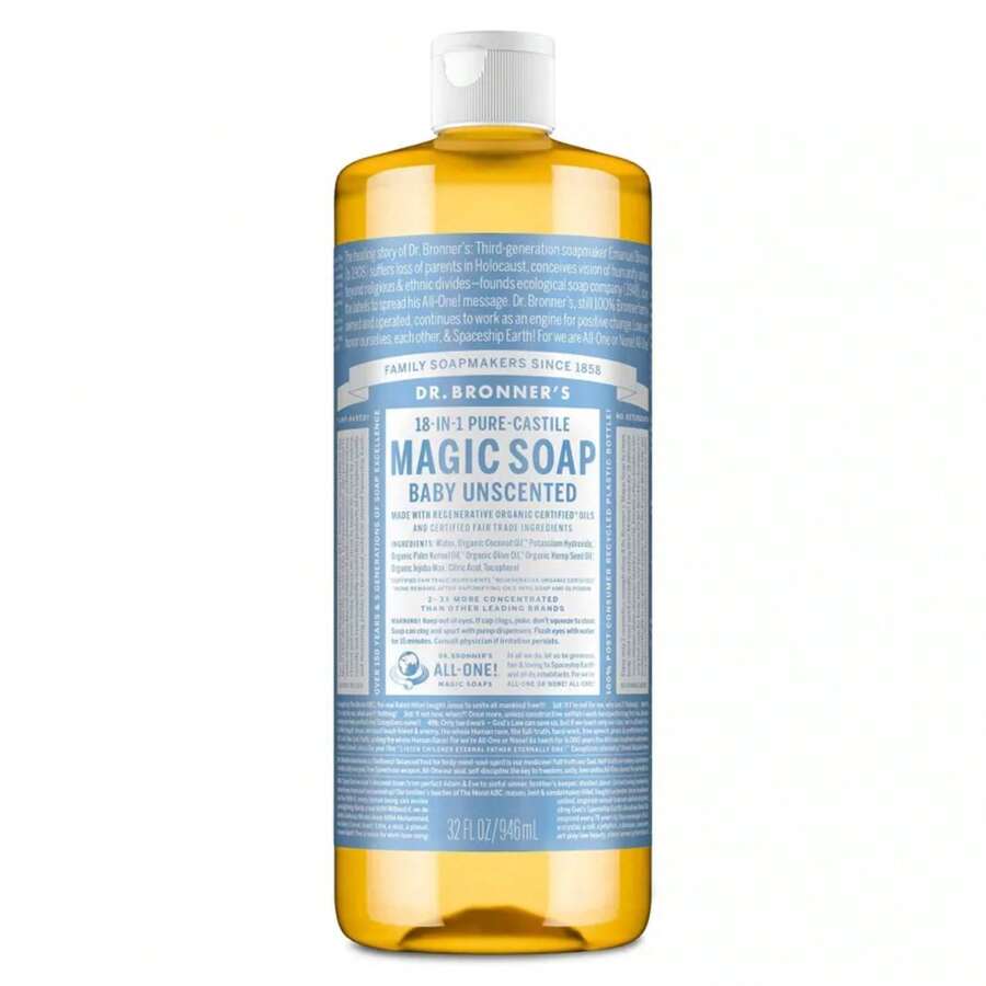 Dr. Bronner's Magic Pure Castile Liquid Soap Bodywash - Baby Unscented - 32 Fl Oz - 1 - Xem 1