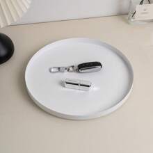 1pc Metal Round Tray, Jewelry Tray, Flower Tray, Black And White Display Tray For Bedroom Cosmetics, Perfumes, Lipsticks, Aromatherapy, Bathroom Countertop, Living Room, Hotel Bathroom Artistic Decor Display Tray For Women Storage Organizer Travel Essentials Back To School Dormitory Storage