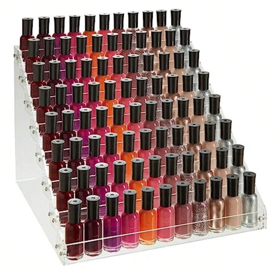 Go Go Go 8 Tier Clear Acrylic Nail Polish Display Rack With 96 Bottle Capacity Organizer For Salons 12.75 X 12.5 X 9.25 In Nail Polish Organizer Rack - 如圖 - 查看 1