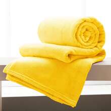 Kit 2 Plain Blankets For Couples In Microfiber 1.80 X 2.00 - Beauty & Comfort - KIT 2 YELLOW - View 1