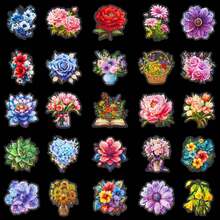 50/100 件全息花朵贴纸，自然透明水彩贴纸标签，适用于 DIY 卡片制作剪贴簿工艺子弹日记本用品、装饰卡片包装盒、学校用品、返校 - 彩色 - 查看 4