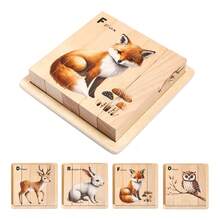 Wooden Multi-Animal Puzzle For Kids - Children's Educational Toy, 3D Jigsaw Puzzle That Can Transform Into Various Animals, Develops Cognitive Skills, Birthday/Holiday Gift - Multicolor - View 3