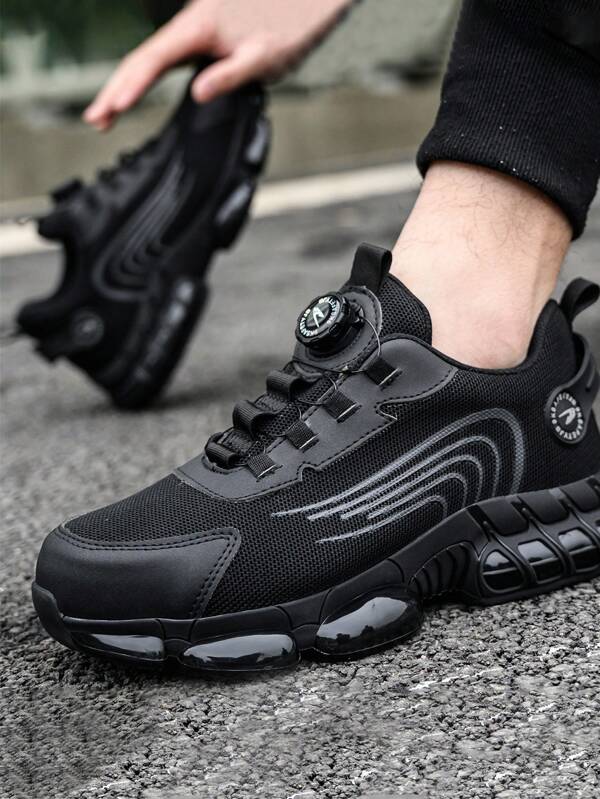 Sapatos de Segurança com Biqueira de Aço Leve, Tênis de Trabalho para Homens, Botão Rotativo Fácil de Usar, Botas de Segurança para Trabalho Respiráveis, Sapatos de Trabalho Esportivos para Homens, Botas, Sapatos de Segurança para Homens, Botas de Segurança Anti-Perfuração com Biqueira de Aço, Tênis de Segurança Anti-Perfuração Masculinos