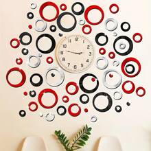 24 piezas de pegatinas de espejo de pared redondo autoadhesivas de acrílico para decoración del hogar, baño, dormitorio, sala de estar, oficina, arte moderno DIY, calcomanías decorativas redondas removibles, resistentes al agua y al aceite, adecuadas para decoración de sala de estar, dormitorio (rojo/negro/azul/plateado/dorado). Decoración de pared Espejo de pared Espejo para decoración de habitación, baño, sala de estar