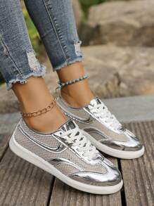 Lightweight Comfortable Lace-Up Athletic Shoes For Teens, Casual Outdoor Activities Shoes, Breathable Mesh For Students