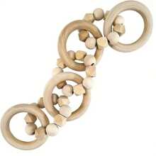 Chain Link Decor Natural Rustic Wooden Beads Table Centerpiece For Home Office Farmhouse