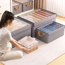 Tidy Clothes Storage Box Grid For Underwear And Pants - 灰色 - 查看 6
