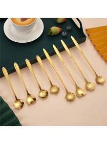 Charming 4-Pack Flower Spoons – Stainless Steel Creative Coffee Teaspoons & Mixing Spoons For Beverages, Cakes & Desserts – Food Contact Safe & Dishwasher Safe For Daily Use – Versatile For Kitchen, Baking, School Supplies, Back To School, Mother's Day Gifts & Mini Spoon Collections, Beautiful & Functional
