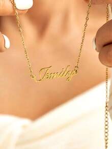 1 chiếc vòng cổ nhiều dây thời trang cá nhân hóa, vòng cổ chữ cái tiếng Anh tùy chỉnh bằng thép không gỉ, unisex, thích hợp đeo hàng ngày, dành cho các cặp đôi, bạn trai/bạn gái, mẹ, bố, gia đình, con trai, con gái, thú cưng, bà, món quà hoàn hảo cho Ngày Valentine, Ngày của Mẹ, Ngày của Cha, Kỷ niệm, Tiệc tùng, Đám cưới, Thời trang mùa xuân 2026. - Sương giá - Xem 3