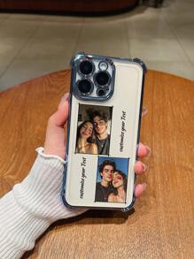 1pc Customized Personalized Dual Image Couple Electroplated Shockproof Ultramarine Blue HD DIY Design Silicone Lens Protection Phone Case Compatible With IPhone 16 Pro Max/16 Pro/15 Pro Max/14 Pro Max/13 Pro Max/Infinix/Smart5/Smart7/Redmi/OPPO A95/A18/A58/A74/A76/A95/F19, MotoG84/G54/G52, Galaxy A24/S24u/S23u/S22u/A14/A15/A54/A55, /Redmi/OPPO, Funny Customized, For Daily Use Or Gift To Boyfriend (Girlfriend)