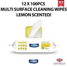 Deep Fresh Multi Surface Cleaning Wipes, Lemon Scented 12 X 100pcs Toilet Pack, - Default - View 2