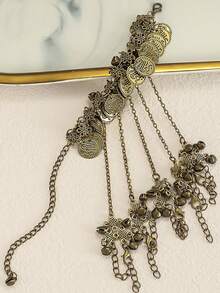 1 件复古魅力小铃铛手指手链肚皮舞饰品复古图案铁材质硬币形状链环手链适合女性男性舞蹈日常休闲装饰佩戴时尚珠宝配饰礼物 - 舞蹈手鍊 - 查看 9