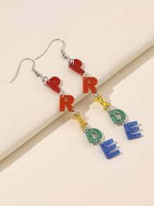 1 par de brincos de acrílico com letras do orgulho em cores arco-íris para mulheres e meninas, amantes LGBT, para festa do mês do orgulho, acessórios de joias