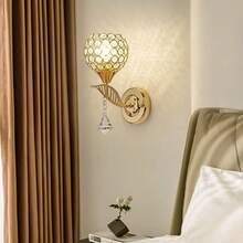 Crystal Leaf Wall Lamp, Nordic Style Bedside Lamp, Modern Minimalist Living Room, Hallway, Balcony, Study Room Lighting Fixture (Bulb Not Included) - Gold - View 6