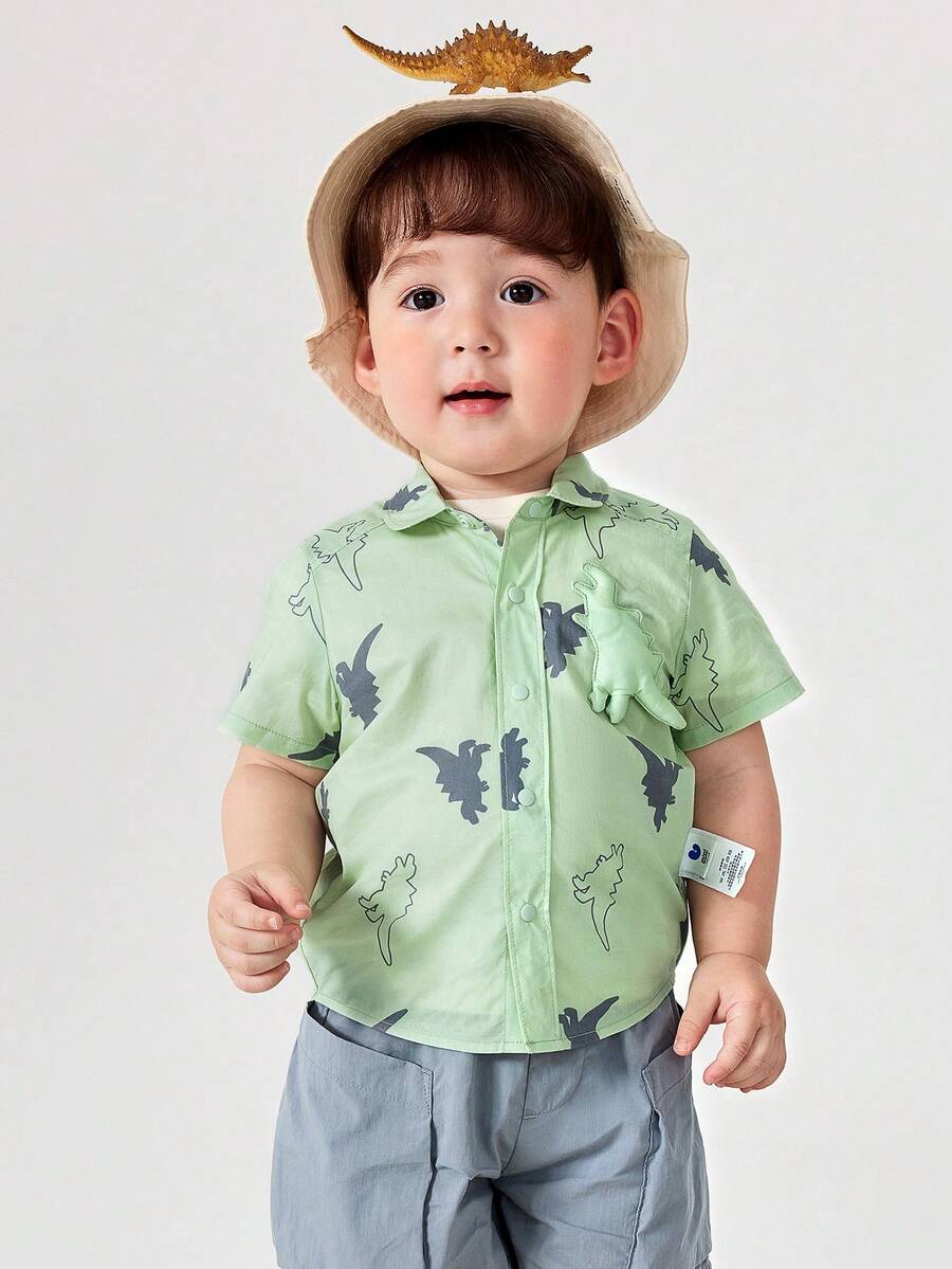mini bala ملابس علوية أطفال ديناصور أكمام قصيرة - تنفس وغير مهيج - ملابس علوية صيفية جميلة