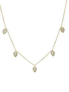 1pc Luxury Teardrop Zirconia Stone Necklace, Elegant Bridal/Bridesmaid Jewelry Accessory Suitable For Weddings, Parties - Silver Water Droplets - View 8