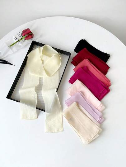 1pc Women Elegant Solid Color Lightweight Chiffon Scarf, Soft Lady Neck Accessory, Versatile For Head, Shoulder, Beach, Hair Decoration, An Ideal Choice To Accessorize You For Dress