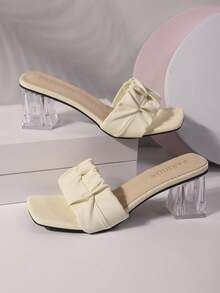 Femmes Mode Casual Sandales Confort Talon Épais Plissées, Femmes Vacances Fête Sandales Plage Confortables, Femmes Pantoufles d'intérieur Personnalisées - Beige - Voir 8