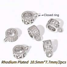 2 stuks 18K verguld messing metalen inleg zirkonia scharnierende hanger enhancer borgsluitingen DIY sieraden maken accessoires