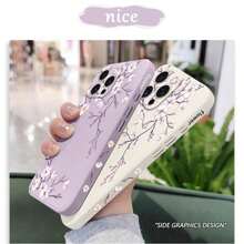 Funda de teléfono de silicona líquida con patrón de flores de cerezo, resistente a golpes y caídas, de moda y elegante