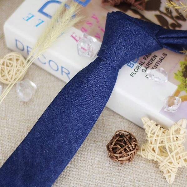 Jean Fabric Tie Soft Hand Tied Adjustable Denim Men Necktie Simple Solid Color Retro Cravat Boys Suit Accessories