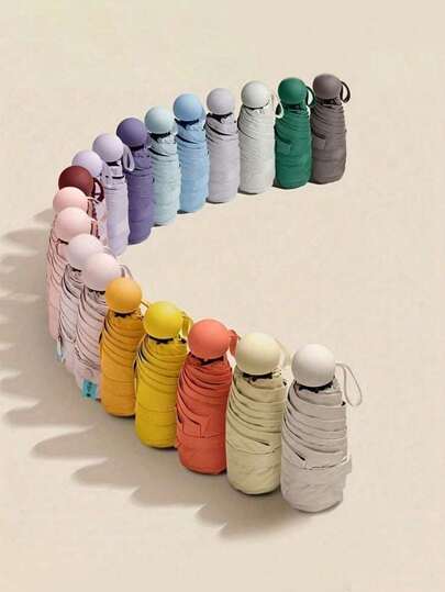 便携式迷你口袋伞，多色可折叠，六折伞，雨天和晴天两用伞，防紫外线迷你伞，可防晒雨淋，便携式口袋伞带紫外线涂层，6 根加强型旅行太阳伞（不含盒子，仅含雨伞）女士雨伞防雨防风