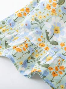 mini bala Girls' Flutter Sleeve Top & Bloomer Set – Breathable & Sweet – Casual Playwear - Yellow-green Hue - View 7